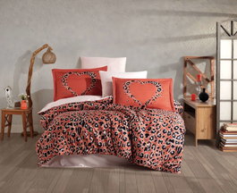 L'essentiel linge de maison Aura - Coral Juego de Funda de Edredón Doble de Satén